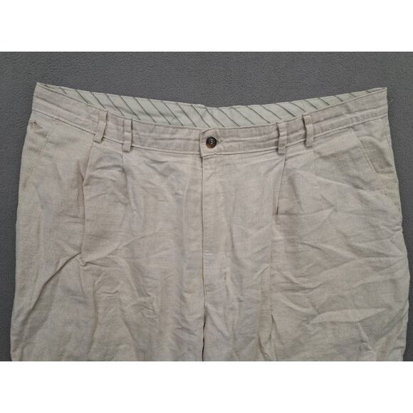 Dockers Men's Pants 40x30 Linen Blend Beige Relaxed Summer Beach Pleated - Picture 2 of 8